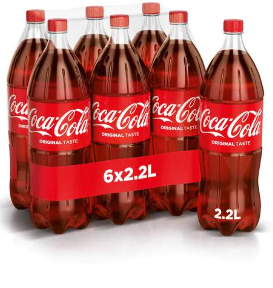 كوكا كولا الطعم الأصلي 2.2 لتر × 6 قوارير بلاستيكية